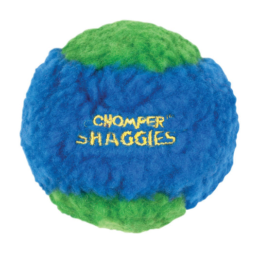 Chomper Blue/Green Plush/Rubber Squeaker Ball Dog Toy Large 1 pk