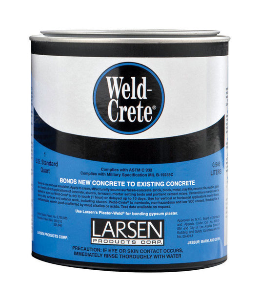 Weld-Crete Blue High Strength Polyvinyl Acetate Homopolymer Concrete Bonding Agent Liquid 1 qt.