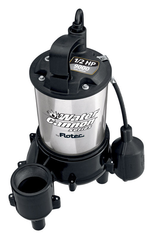 Flotec  Water Cannon  1/2 hp 9000 gph Stainless Steel/Thermoplastic  Tethered Float  Sewage Pump