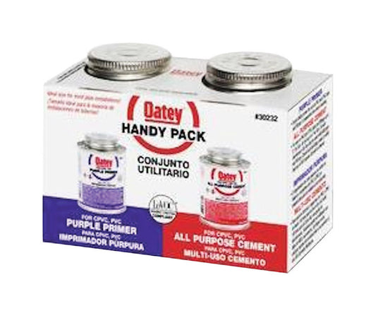 Oatey Handy Pack Milky Clear Primer and Cement For PVC 2 pk (Pack of 12)