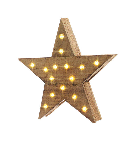 Decoris  LED Star  Christmas Decoration  Brown  Wood  1 pk