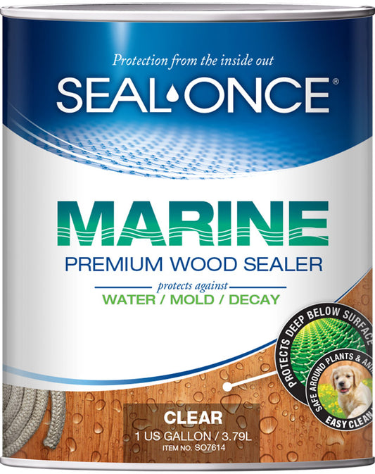 Seal-Once Marine Flat Clear Water-Based Premium Wood Sealer 1 gal (Pack of 4).