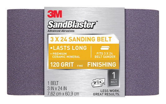 3M Sandblaster 24 in. L X 3 in. W Ceramic Sanding Belt 120 Grit Fine 1 pk