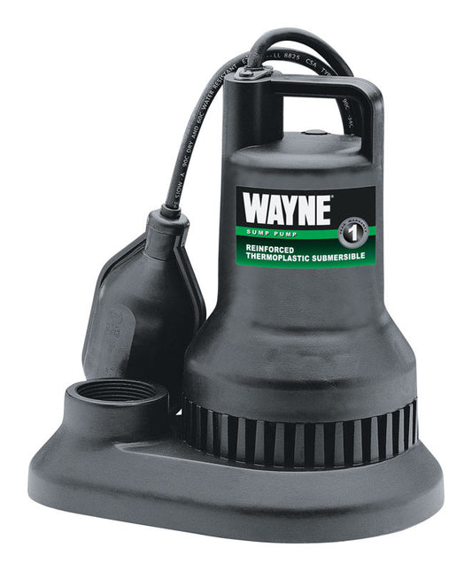 Wayne 1/4 HP 2,250 gph Thermoplastic Tethered Float Switch AC Submersible Sump Pump