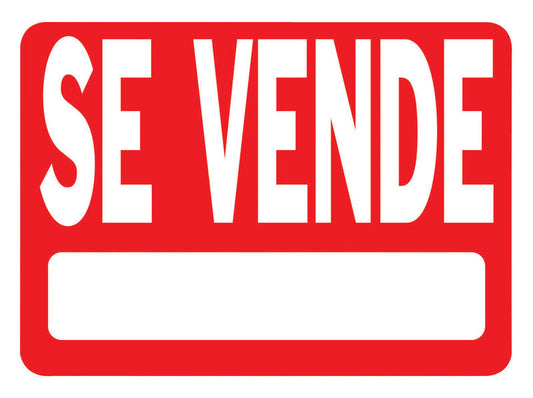 Hy-Ko Plastic Lawn Sign Red 18" X 24" For Sale,Se Vende Plastic (Case of 5)