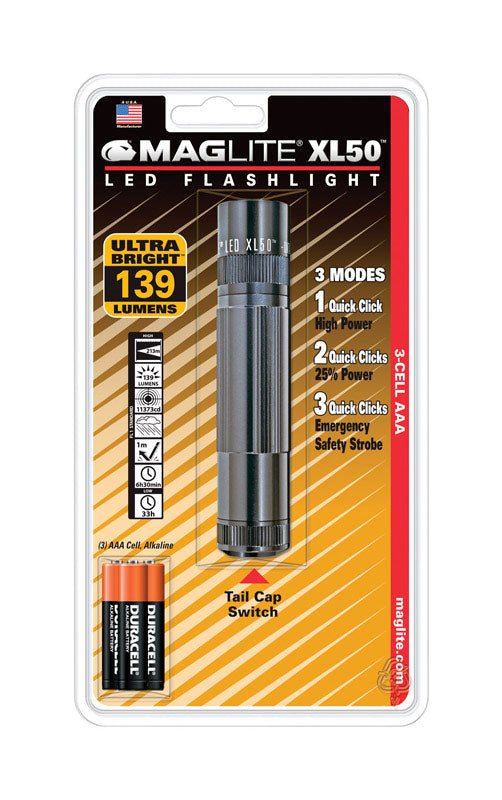 Maglite  XL50  200 lumens Gray  LED  Flashlight  AAA Battery
