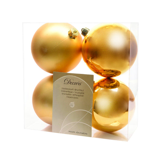 Celebrations Ball Christmas Ornament Gold Plastic 4 pk (Pack of 12)