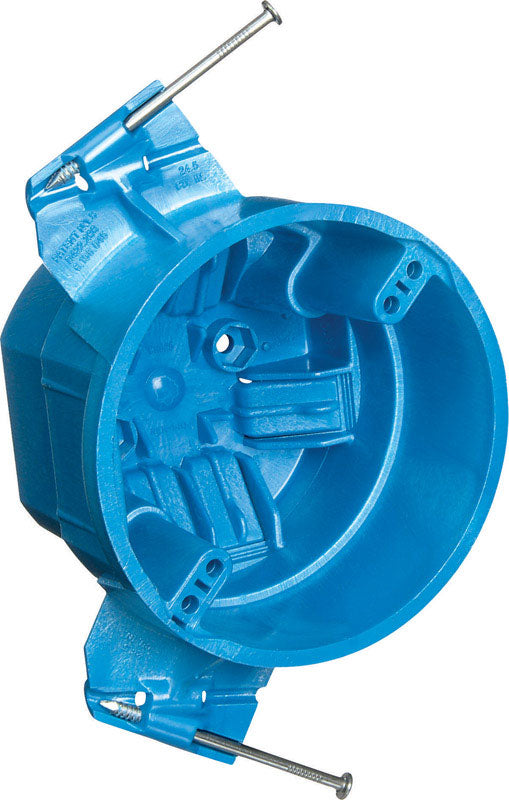 Carlon  4 in. Round  Thermoplastic  1 gang Electrical Box  Blue
