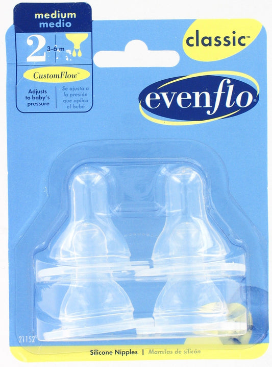 Even Flo Best For Baby 2115214 Classic™ Medium Flow Clear Silicone Nipples                                                                            