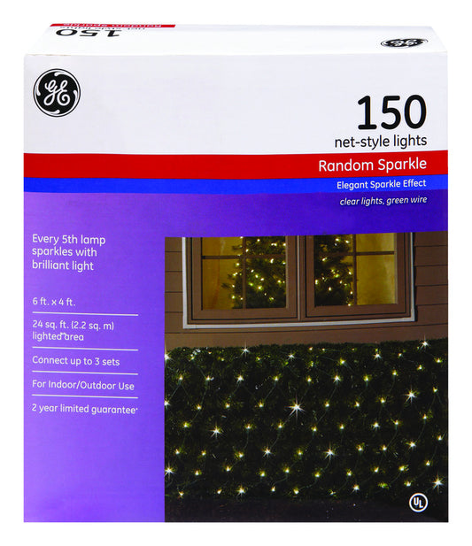 GE  Constant On  Incandescent  Clear/Warm White  150 count Net Lights  24 ft.