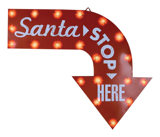 Gemmy  Santa Stop Here Sign  Hanging Decor