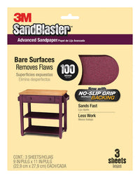 3M 20100-G 9" X 11" 100 Grit SandBlaster™ Paint Stripping Sandpaper (Pack of 10)