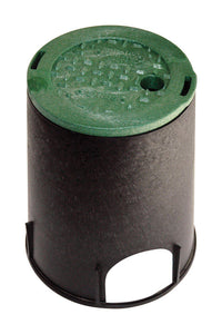 NDS 8-3/8 in. W X 9-1/16 in. H Round Valve Box with Overlapping Cover Black/Green