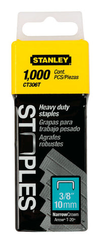 Stanley 3/8 in. L Narrow Crown Staples 1000 pk