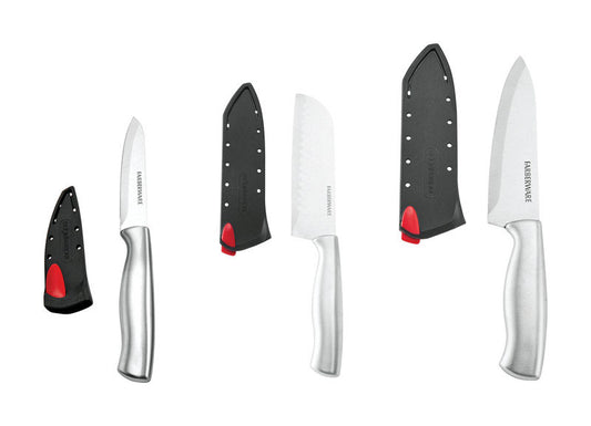 Farberware Edgekeeper Silver Stainless Steel Sharp Blade Knife Set with Sheath