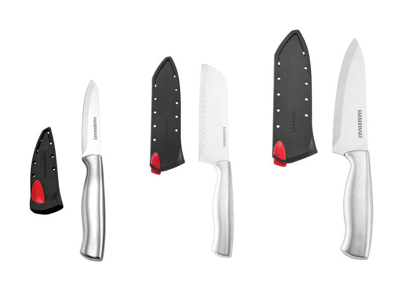Farberware Santoku Knife, with Self Sharpening Sleeve, 7 Inch