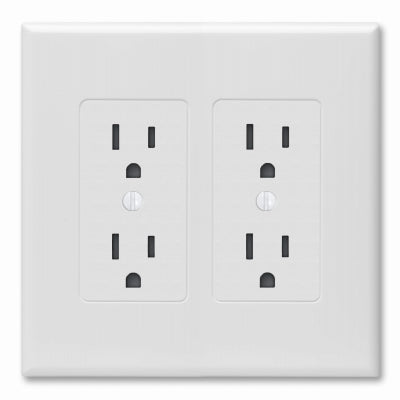 Wall Plate Covers Duplex Outlets, 2-Gang, Phenolic, White