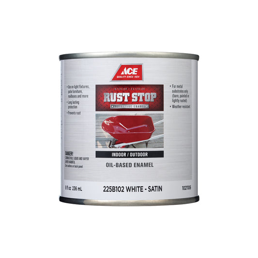 Ace Rust Stop Indoor / Outdoor Gloss White Oil-Based Enamel Rust Preventative Paint 1/2 pt (Pack of 6)