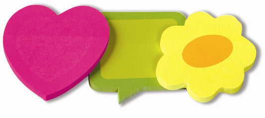 Redi Tag 41200 Removable 2-Tone Paper Notes In Heart, Flower & Dialog Box (Pack of 6)