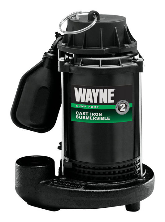 Wayne 1/2 HP 5100 gph Cast Iron Tethered Float Switch AC Top Suction Submersible Sump Pump