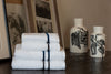 LINIM 3-Pcs Towel Set 100% Cotton White With Lines; Bath, Hand & Washcloth Navy 