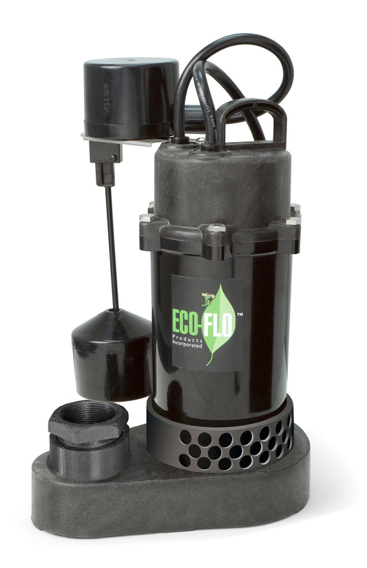 Eco Flo SPP33V 9.5" X 9.5" X 13.4" Black Thermoplastic Submersible Sump Pump