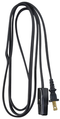 Miniature Plug Appliance Cord, 18/2 HPN, Black, 6-Ft.
