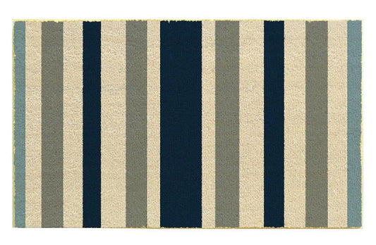 J & M Home Fashions 30 in. L X 18 in. W Blue Stripes Coir Door Mat