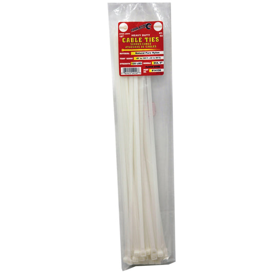 Tool City  18 in. L White  Cable Tie  50 pk