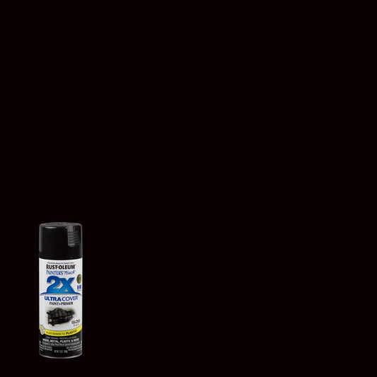 Rust-Oleum Painter's Touch Ultra Cover Gloss Black Spray Paint 12 oz. (Pack of 6)
