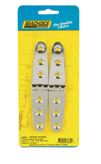 Seachoice  Chrome-Plated  Brass  6 in. L x 1-1/8 in. W Strap Hinges  2 pk