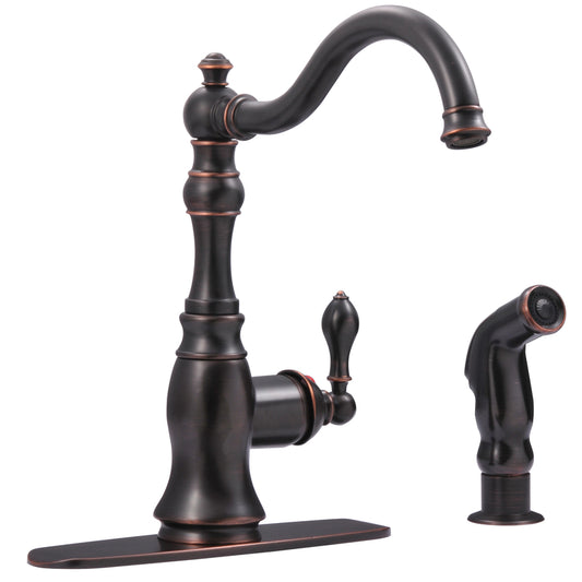 Ultra Faucets Stainless Steel Oil Rubbed Bronze 1.8 GPM 1-Handle Kitchen Faucet Side Sprayer