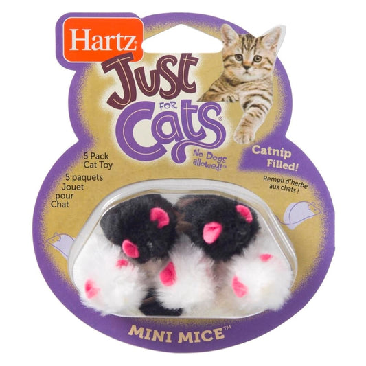 Hartz Just for Cats Black/White Mini Mice Cat Toy 5 pk