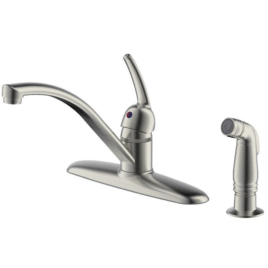 Ultra Faucets Classic One Handle Stainless Steel Kitchen Faucet Side Sprayer Included
