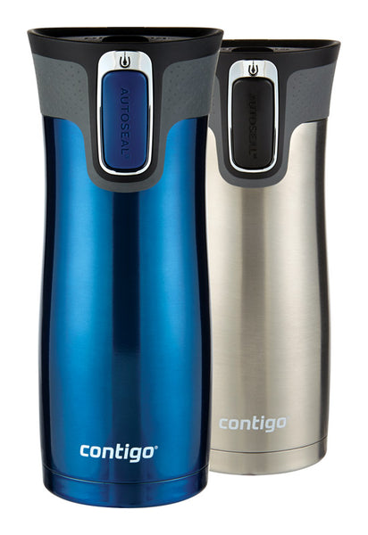 TAZA DE VIAJE AZUL/PLATA 2PK