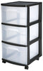 Sterilite 28309002 14.5" D X 24" H X 12.63" WBlack 3 Drawer Cart (Pack of 2)