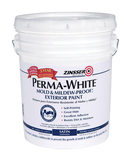 Zinsser Perma-White Satin White Mold and Mildew-Proof Paint Indoor 5 gal.