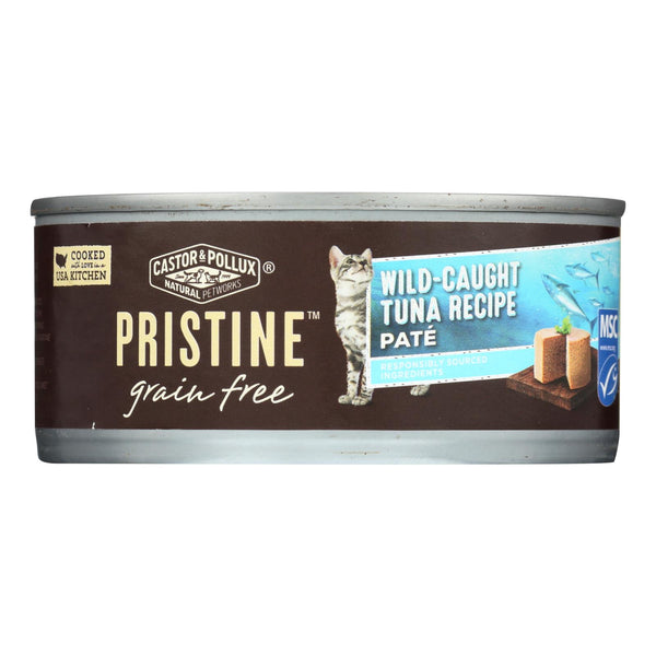 Comida húmeda para gatos sin cereales Pristine de Castor and Pollux - Receta de atún silvestre - Caja de 24 - 5,5 oz. (paquete de 24)