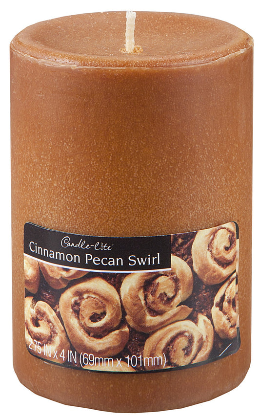 Candle lite 2844549 4" Cinnamon Pecan Scented Pillar Candle (Pack of 2)