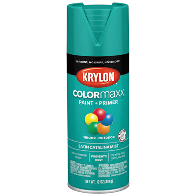 COLORmaxx Spray Paint, Catalina Mist, Satin, 12-oz. (Pack of 6)