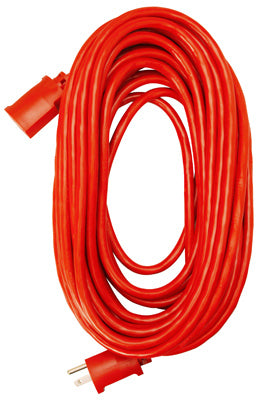 Extension Cord, 14/3 SJTW Red Round Vinyl, 25-Ft.