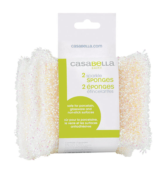 Esponja de limpieza ligera y delicada de Casabella para usos múltiples, 4 pulgadas de largo, paquete de 2