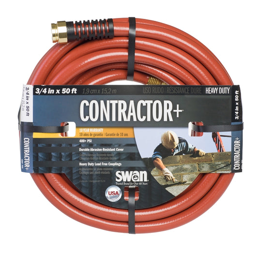 Swan  3/4 in. Dia. x 50 ft. L Contractor  Red  PVC  Hose (Pack of 5)