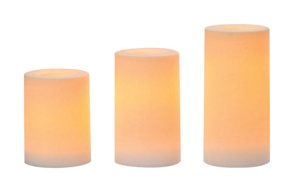 Vela de pilar para exteriores blanca brillante/caja de regalo de 4, 5 y 6 pulgadas de alto (paquete de 4)