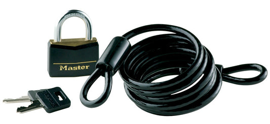 Master Lock 1/4 in. W X 6 ft. L Vinyl Covered Brass Pin Tumbler Cable and Lock 1 pk