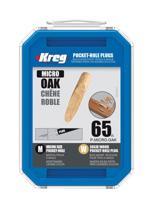 Kreg Micro Round Oak Pocket-Hole Plug 0.375 in. D X 1.875 in. L 65 pk