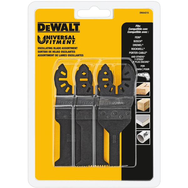 Juego de 3 hojas oscilantes de acero de alta velocidad con ajuste universal DeWalt