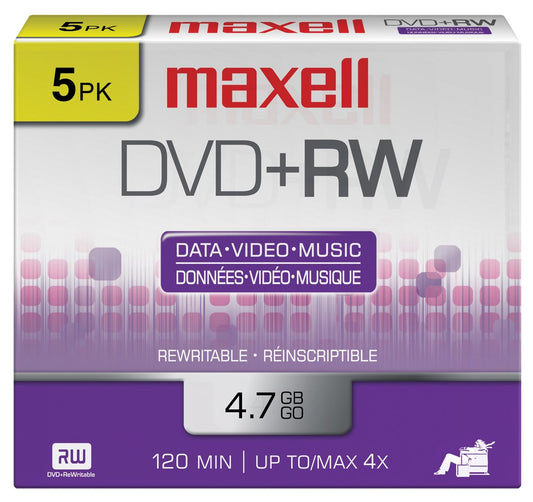 Maxell 634045 DVD+RW Discs 5 Count