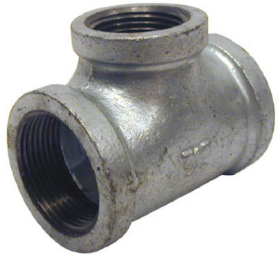 Pipe Fitting, Reducing Tee, Galvanized, 1.25 x 1-In.