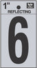 Hy-Ko 1 in. Reflective Black Vinyl Number 6 Self-Adhesive 1 pc. (Pack of 10)